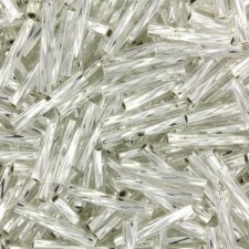 Miyuki twisted bugle beads 2x12mm Crystal silver lined TW2012-1